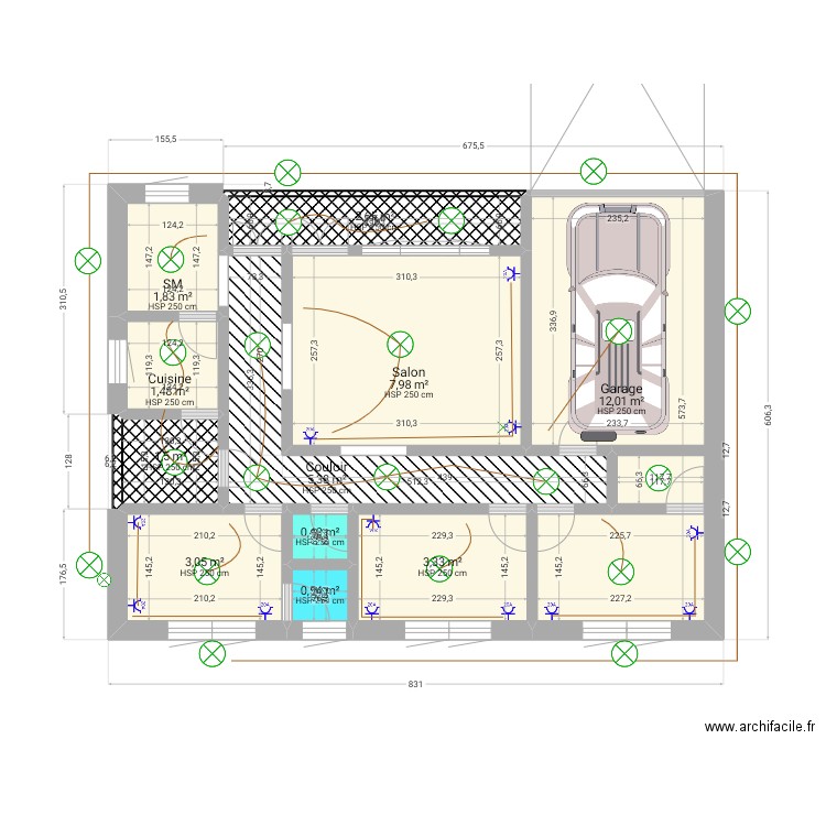 PLAN ELECTRICITE DÖRE. Plan de 11 pièces et 40 m2