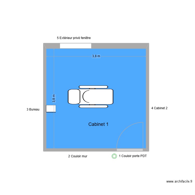 61201 Cabinet 1. Plan de 1 pièce et 14 m2