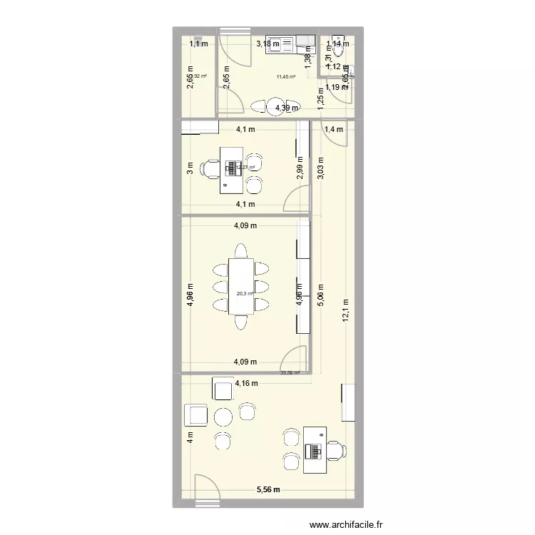 BUREAU. Plan de 5  et 81 m²