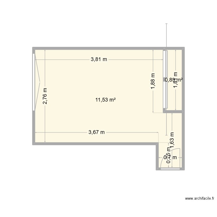 perso. Plan de 2 pièces et 12 m2