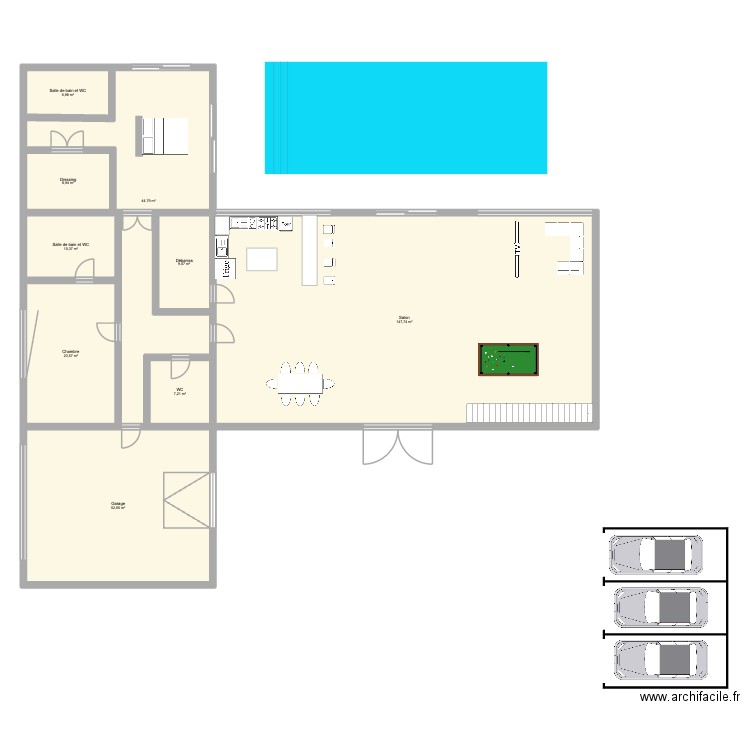 1.00. Plan de 9 pièces et 311 m2