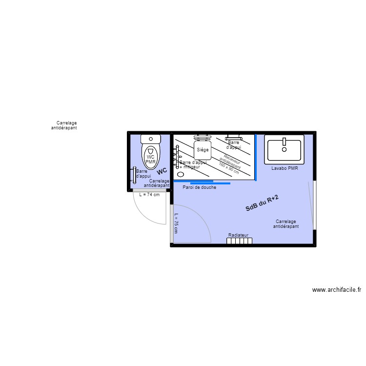 CHAN après travaux 2. Plan de 2 pièces et 7 m2