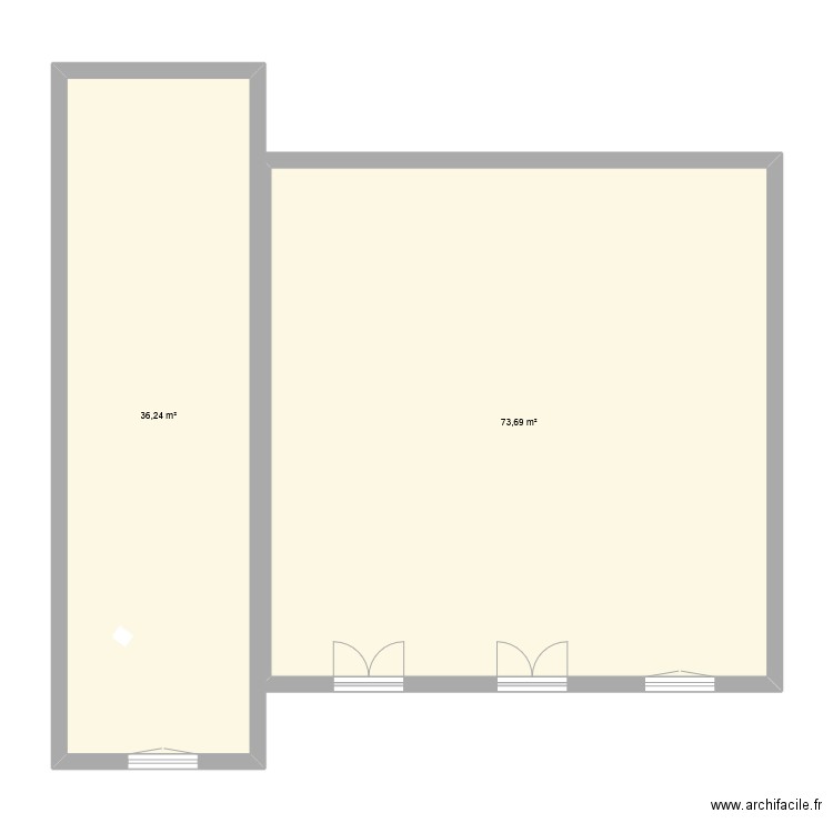 DT AUDE. Plan de 2 pièces et 110 m2