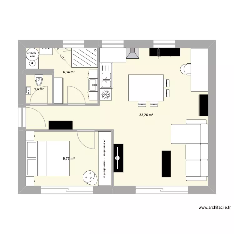 AlbertII. Plan de 4 pièces et 51 m²