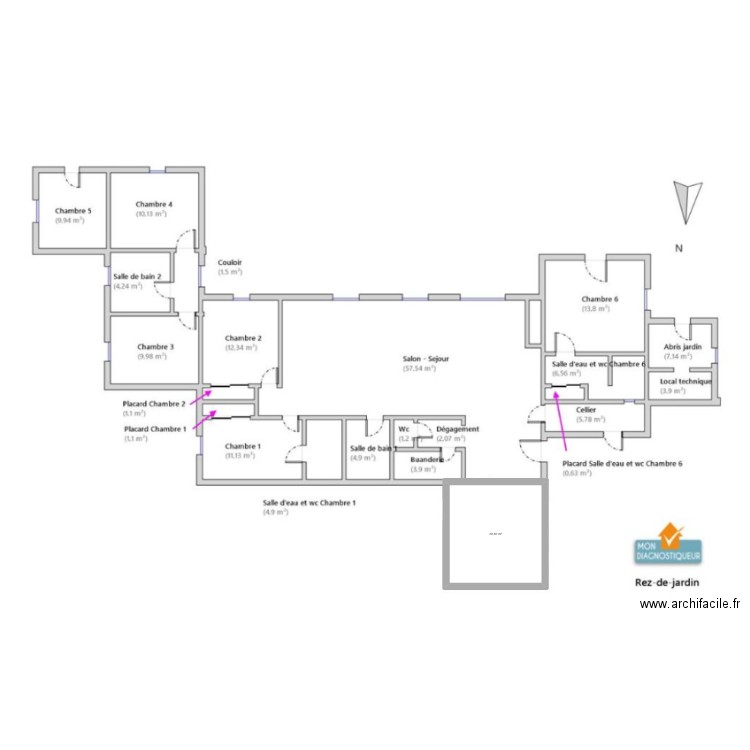 MAISON MENDEZ. Plan de 1 pièce et 21 m2