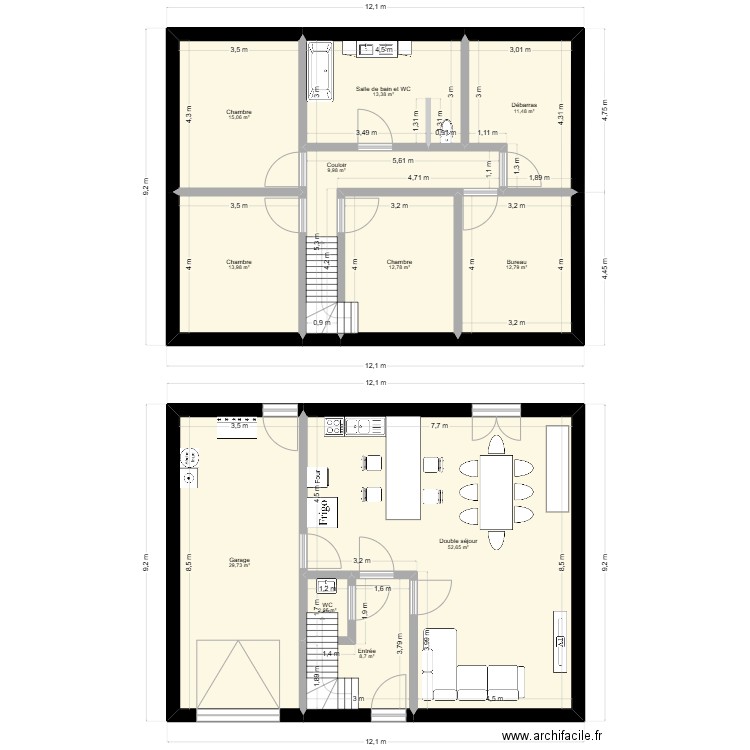 Maison 12X9. Plan de 11 pièces et 183 m2