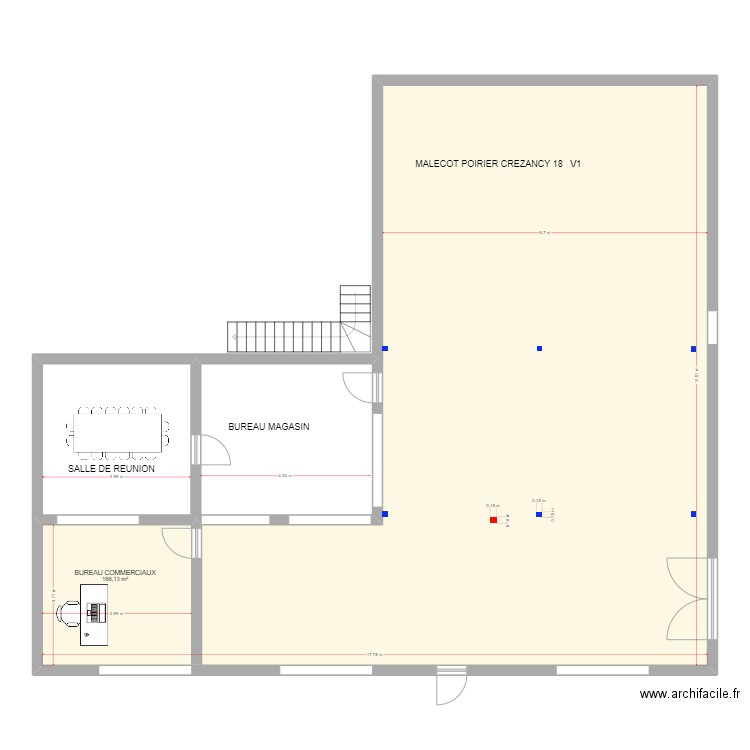 MALECOT POIRIER CREZANCY 18  V1. Plan de 1 pièce et 168 m2