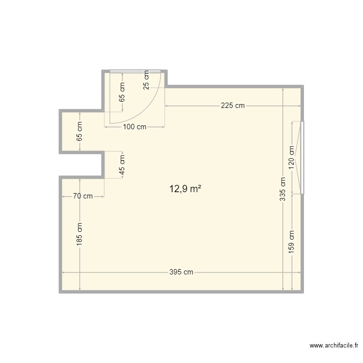 Chambre Rose. Plan de 1 pièce et 13 m2