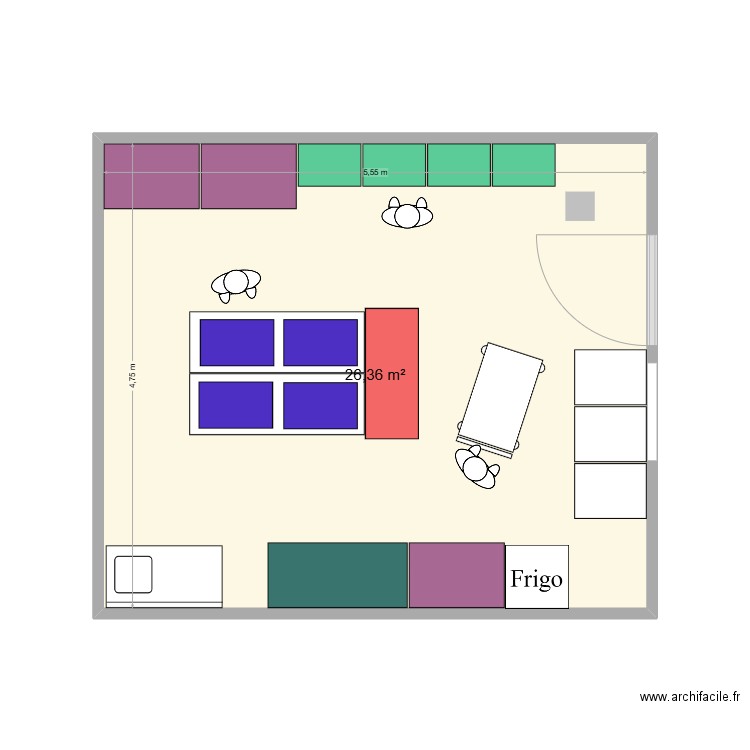 Salle soins Gastro-Nephro. Plan de 1 pièce et 26 m2