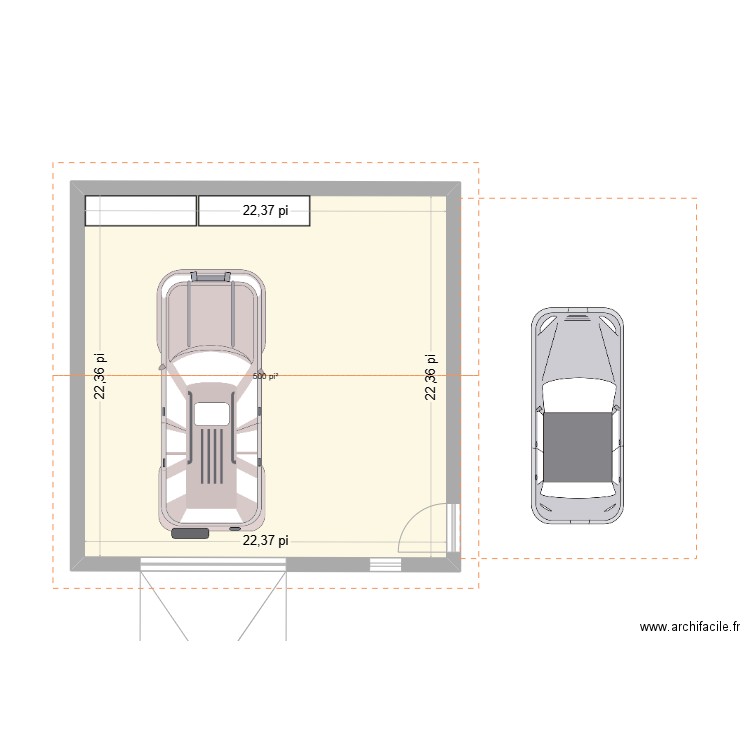 garage détaché. Plan de 1 pièce et 46 m2