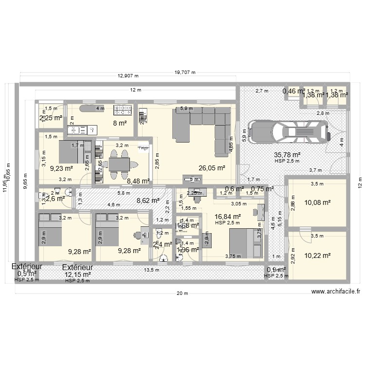 PLAN DU 26-08-2024. Plan de 24 pièces et 181 m2