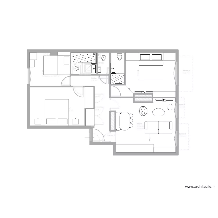 petit 4pieces. Plan de 8  et 70 m²
