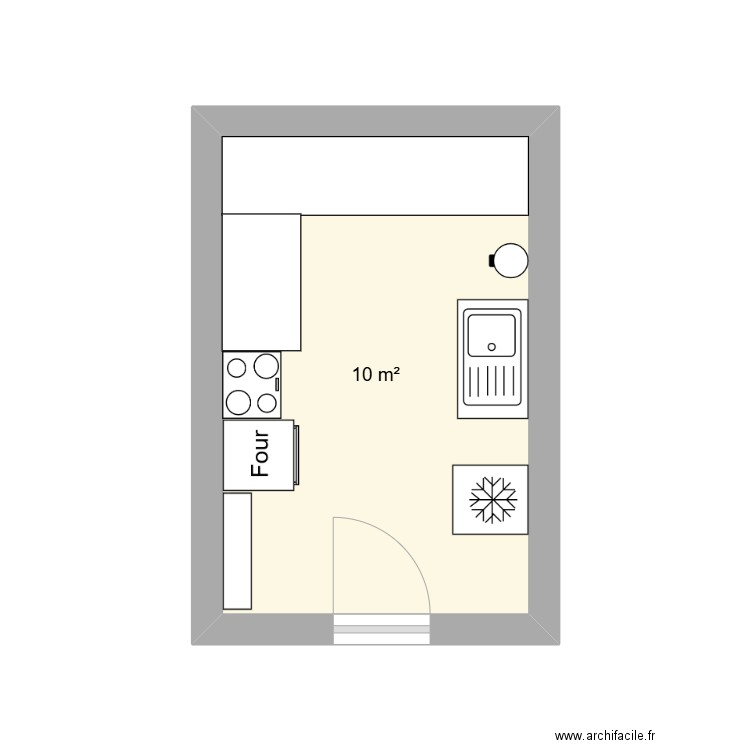 Mini laboratoire biscuiterie. Plan de 1 pièce et 10 m2