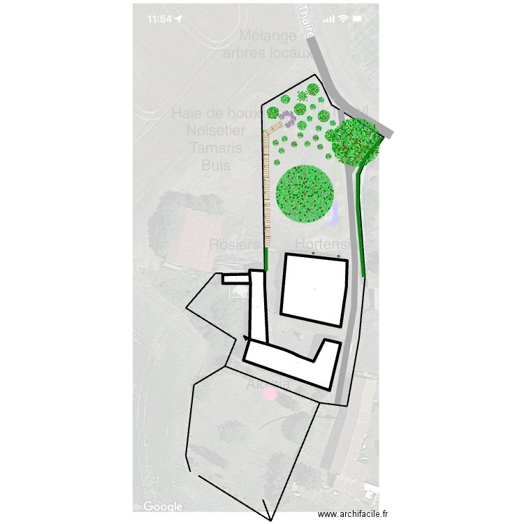 Exterieur - jardin thairé. Plan de 4 pièces et 753 m2