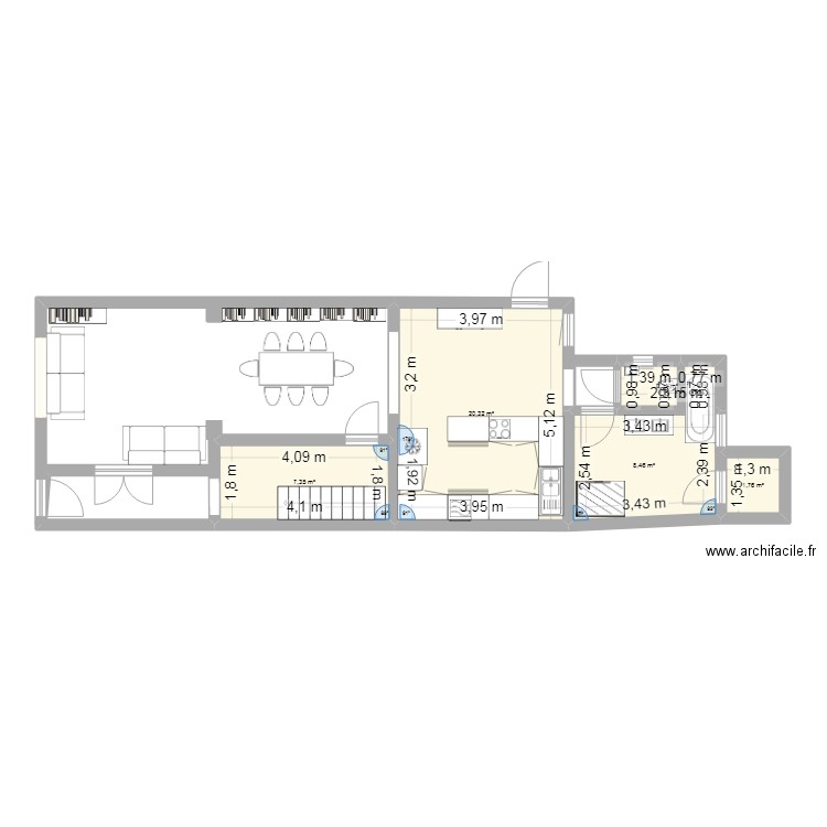 plan maison. Plan de 5 pièces et 40 m2