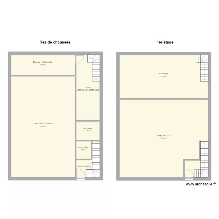 Projet Bar tabac. Plan de 