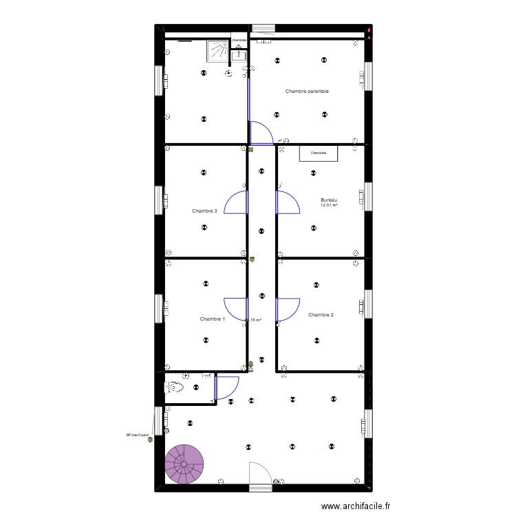 Quentin 2eme. Plan de 11 pièces et 113 m2