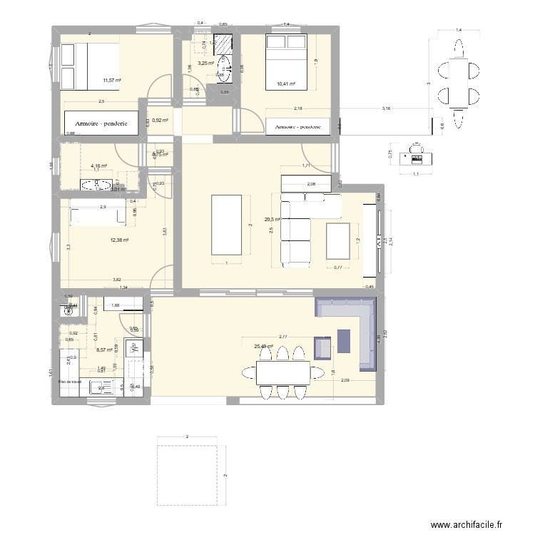 Vanniers 3. Plan de 15 pièces et 109 m2