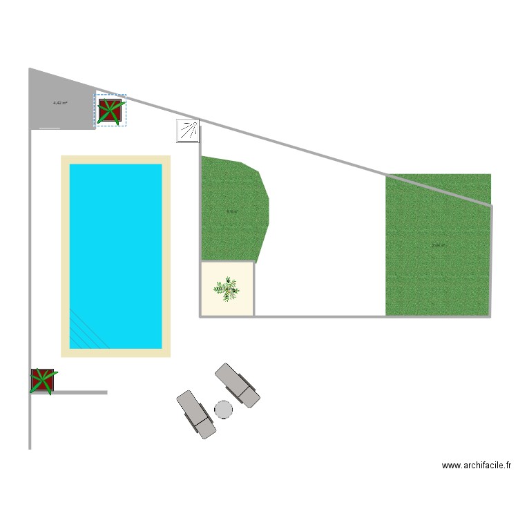 jardin. Plan de 2 pièces et 9 m2