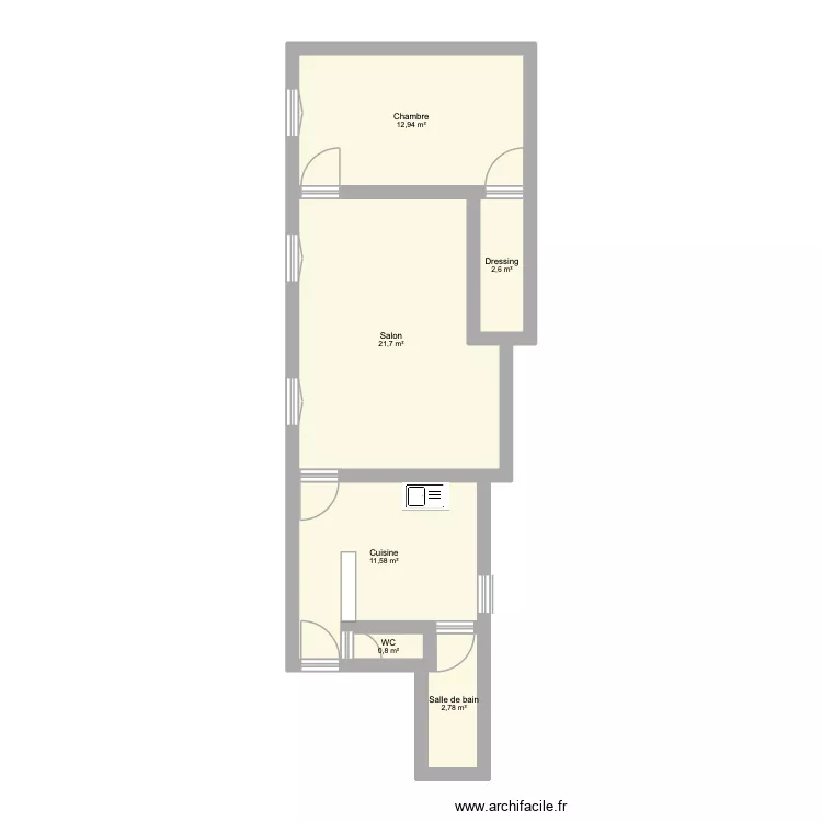 STUDIO 3. Plan de 6  et 52 m²