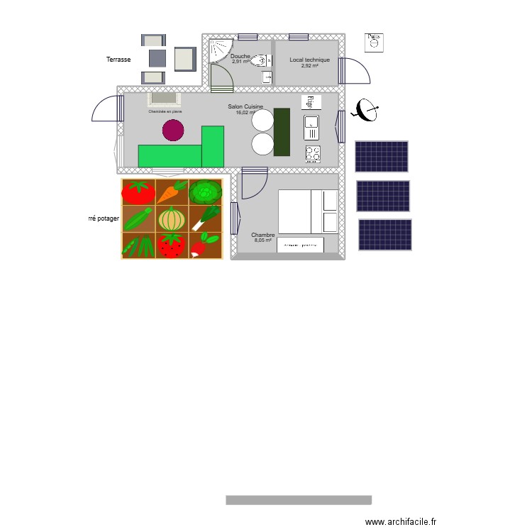 ltst. Plan de 4 pièces et 30 m2