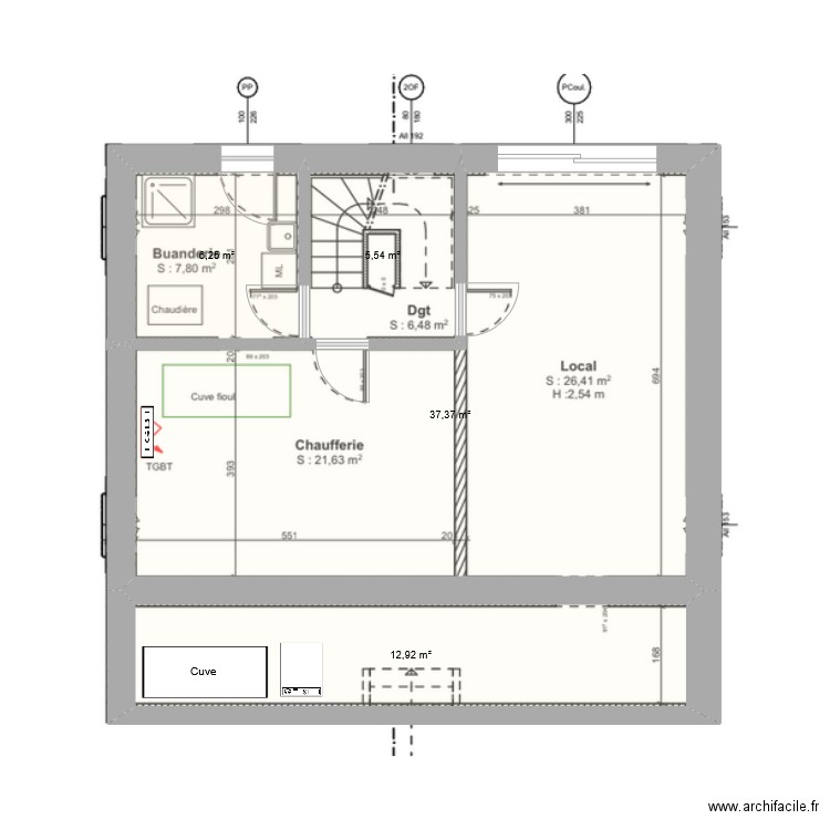SS Outsal Delun. Plan de 4 pièces et 62 m2