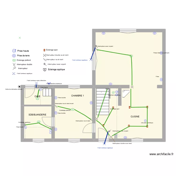 rdc elec MONDESCOURT. Plan de 4 Pièces et 71 m²