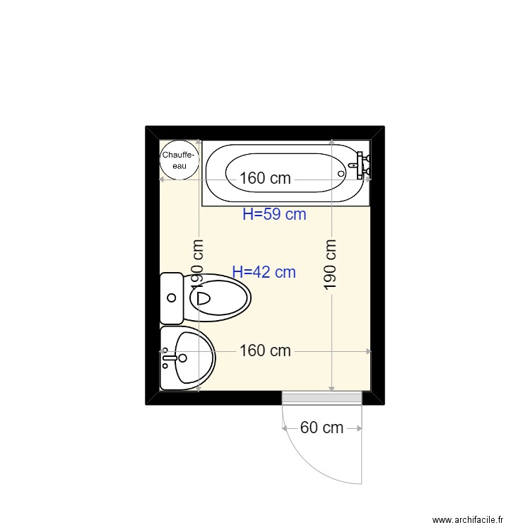 DACRUZ av travaux. Plan de 1 pièce et 3 m2