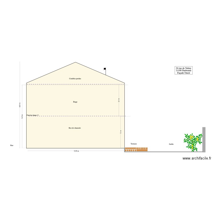 Face Ouest 1. Plan de 0 pièce et 0 m2