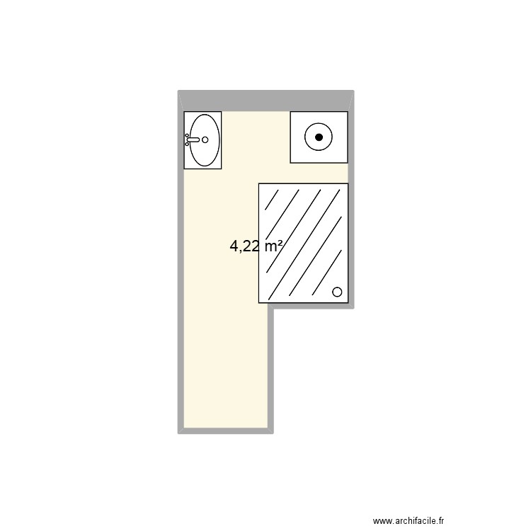 SDB. Plan de 1 pièce et 4 m2