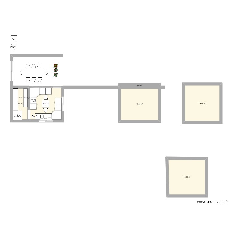 Maison IsaToine. Plan de 6 pièces et 50 m2