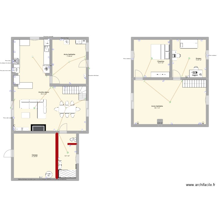 maison MAJ. Plan de 8 pièces et 169 m2