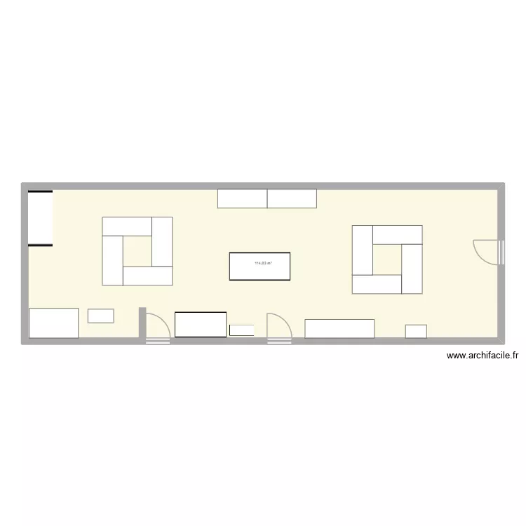 atelier. Plan de 1  et 114 m²