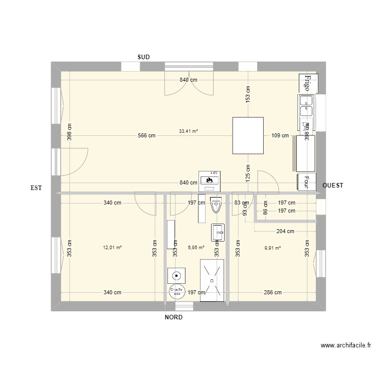 CHALET MFC. Plan de 3 pièces et 62 m2