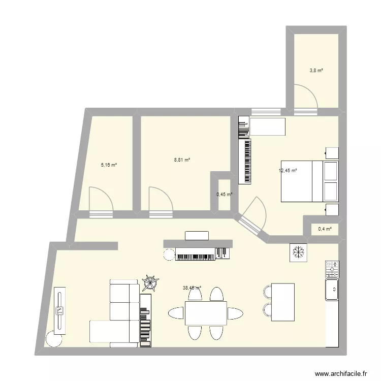 Chambre. Plan de 7 et 70 m² Chambre. Plan de 7 et 70 m²