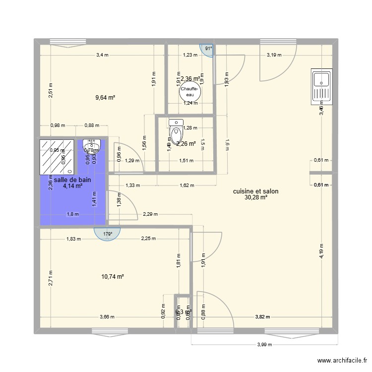 premier jet maison2. Plan de 7 pièces et 60 m2