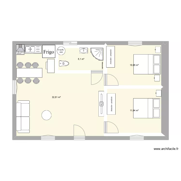fournols 2. Plan de 4 pièces et 61 m²