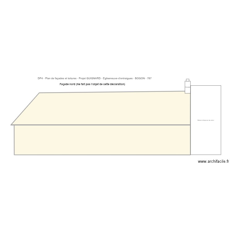 Bogon2 plan de facades et toit (nord). Plan de 2 pièces et 88 m2