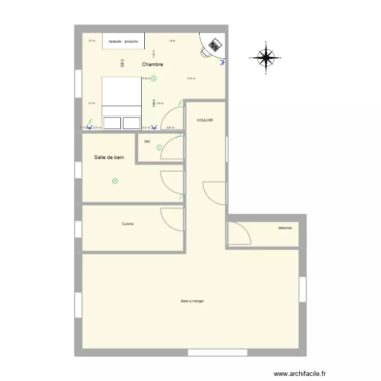 appartement f2 Miguel Morel 2TNE1. Plan de 6 pièces et 65 m²