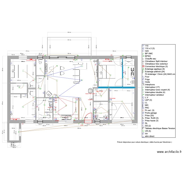 Maryse elec. Plan de 13 pièces et 115 m2