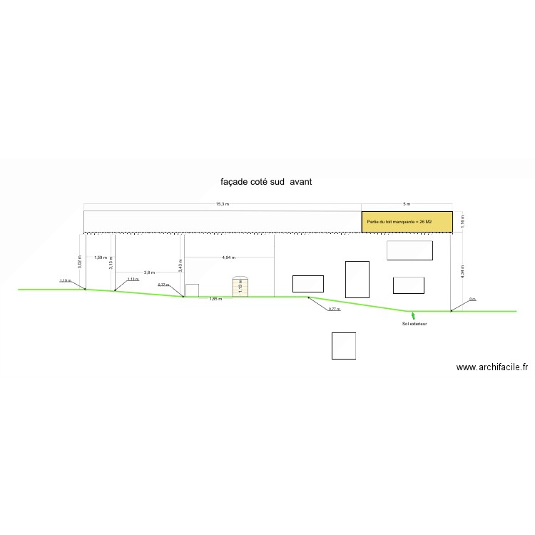 coté sud avant. Plan de 0 pièce et 0 m2