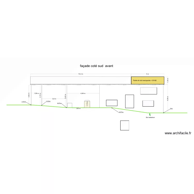 cot&eacute; sud avant. Plan de 