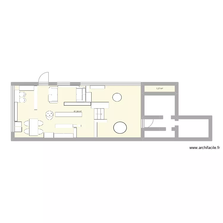 plan stage. Plan de 2 pièces et 43 m²