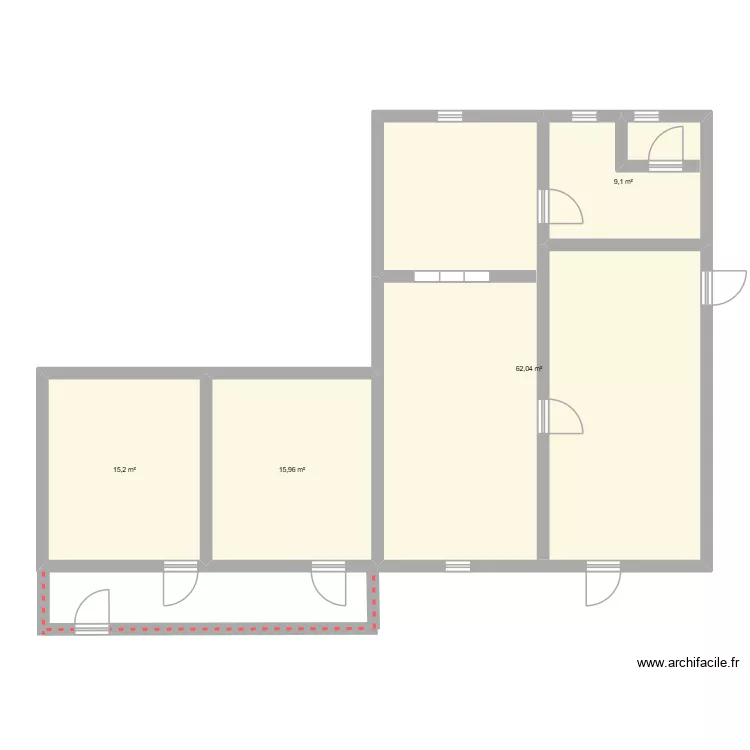local Alco. Plan de 4 pièces et 102 m²