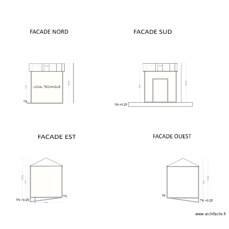 Façades LOCAL TECHNIQUE. Plan de 4 pièces et 11 m2