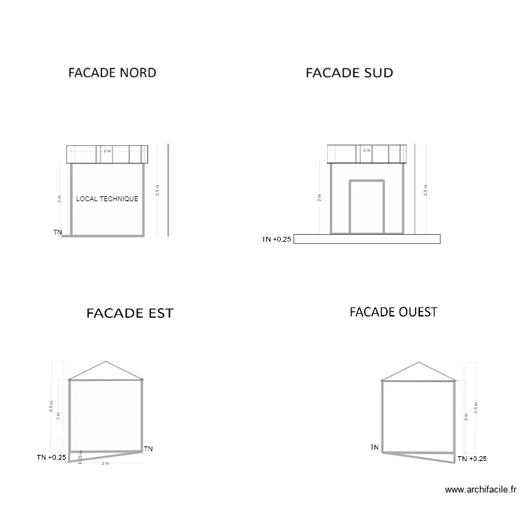 Fa&ccedil;ades LOCAL TECHNIQUE. Plan de 