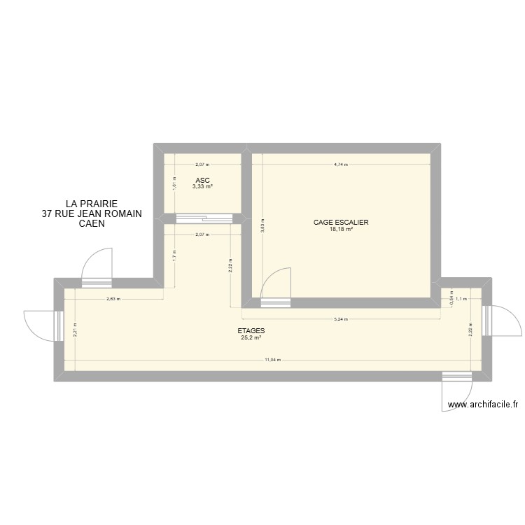 LA PRAIRIE. Plan de 3 pièces et 47 m2