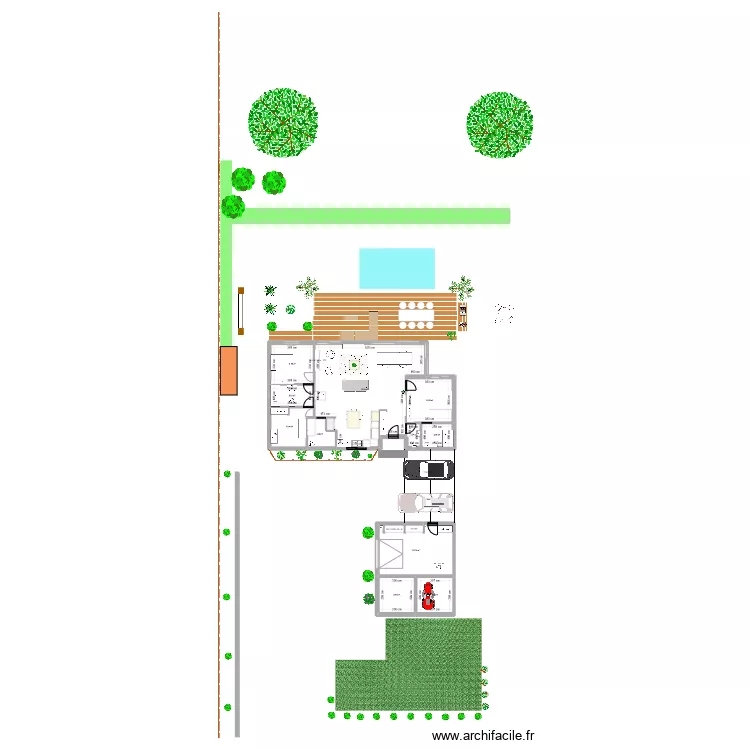 Maison avec petit agrandissement. Plan de Maison avec petit agrandissement. Plan de