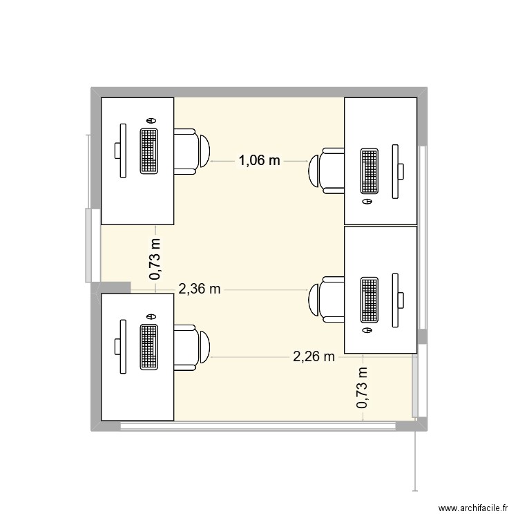 bureau en atelier. Plan de 1 pièce et 12 m2