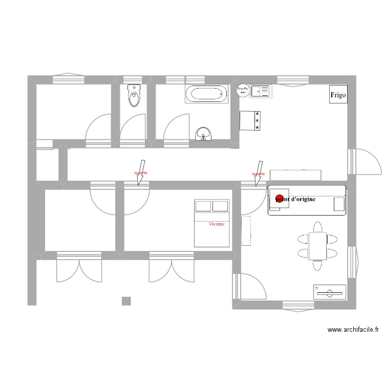 Ste-Marie_renseigné avec ouverture portes. Plan de 8 pièces et 49 m2
